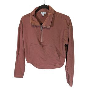 FLX Cropped Quarter-zip Sweatshirt Red/Orange Women's Medium